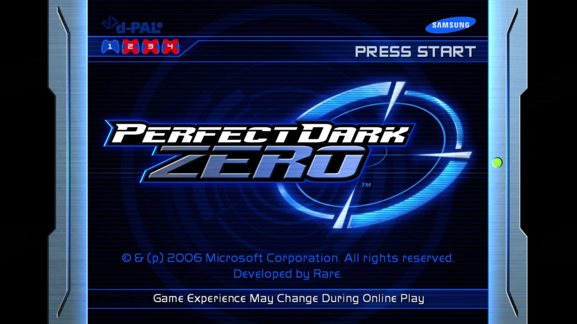 Perfect Dark Zero title screen for Xbox 360